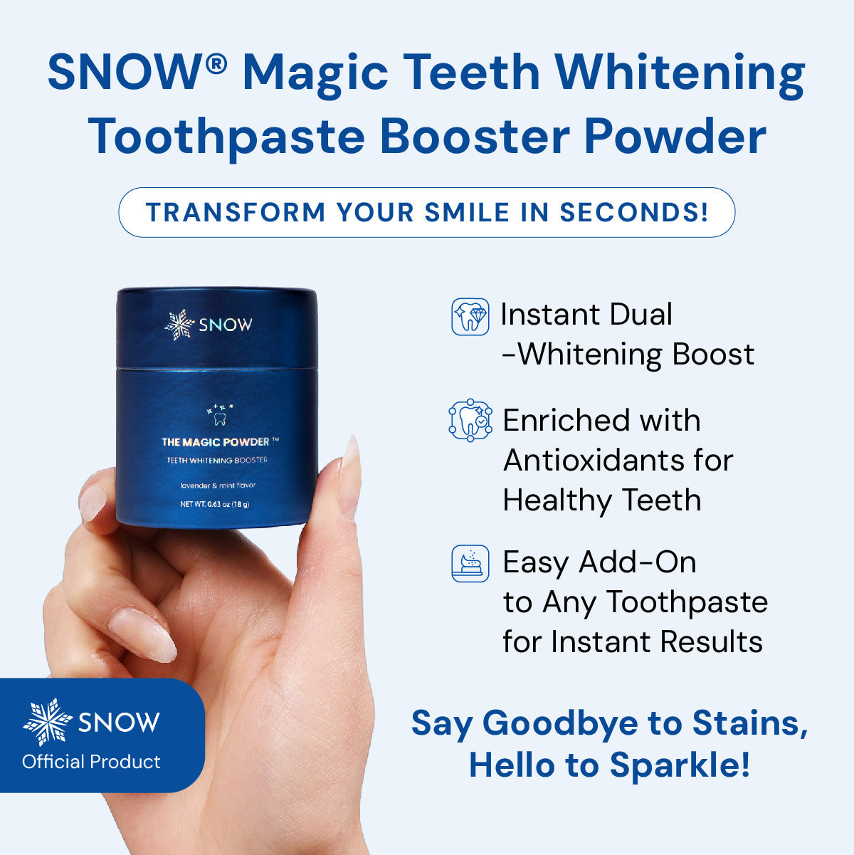 Magic Whitening Toothpaste Villcov® Powder with Hydroxyapatite - World's First & Only! Sprinkle or Dip!