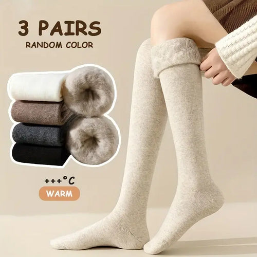 Fleece-Lined Over the Knee Socks - 3 Pack