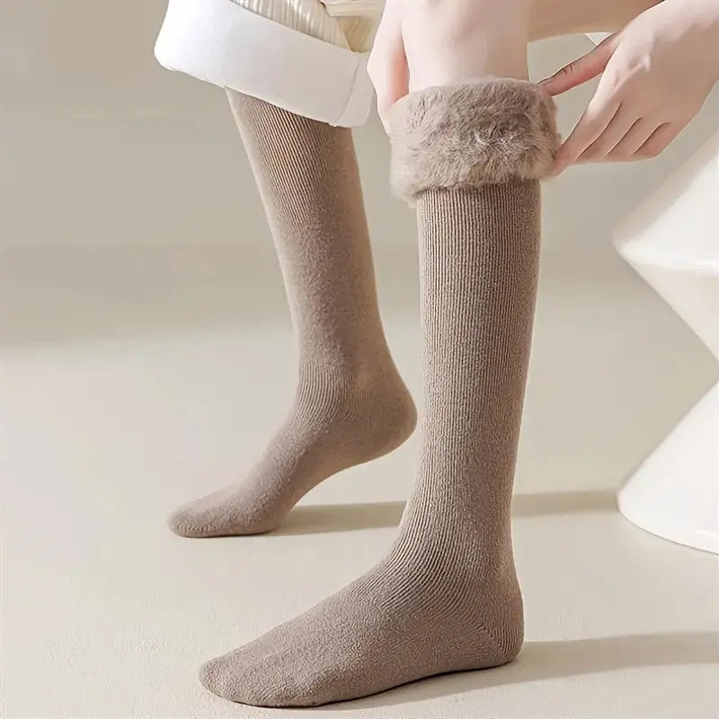 Fleece-Lined Over the Knee Socks - 3 Pack