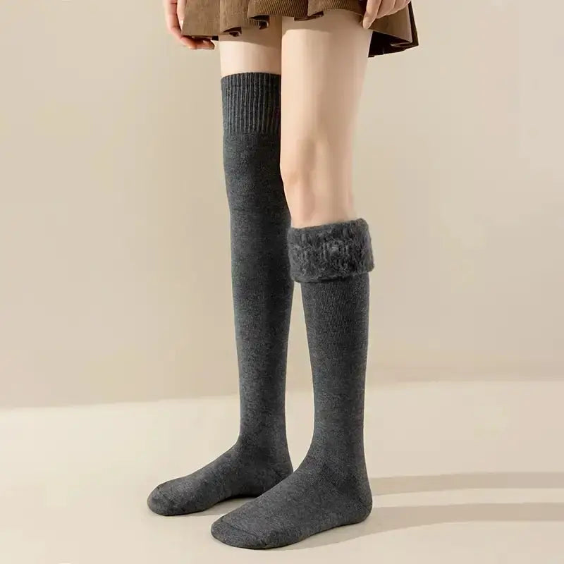 Fleece-Lined Over the Knee Socks - 3 Pack